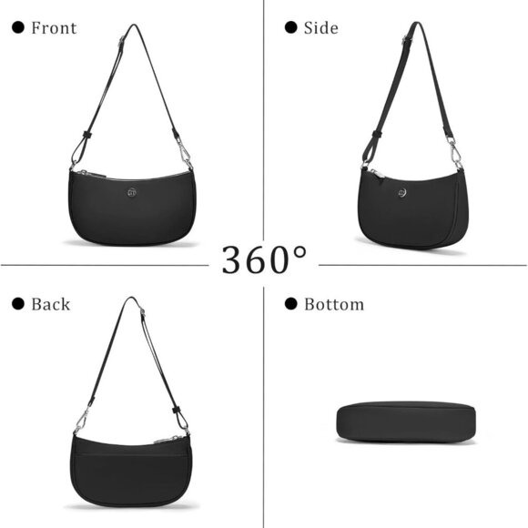 Women Shoulder Bag Nylon Compact Purse with Adjustable Strap and Multiple Pocket - Picture 4 of 6